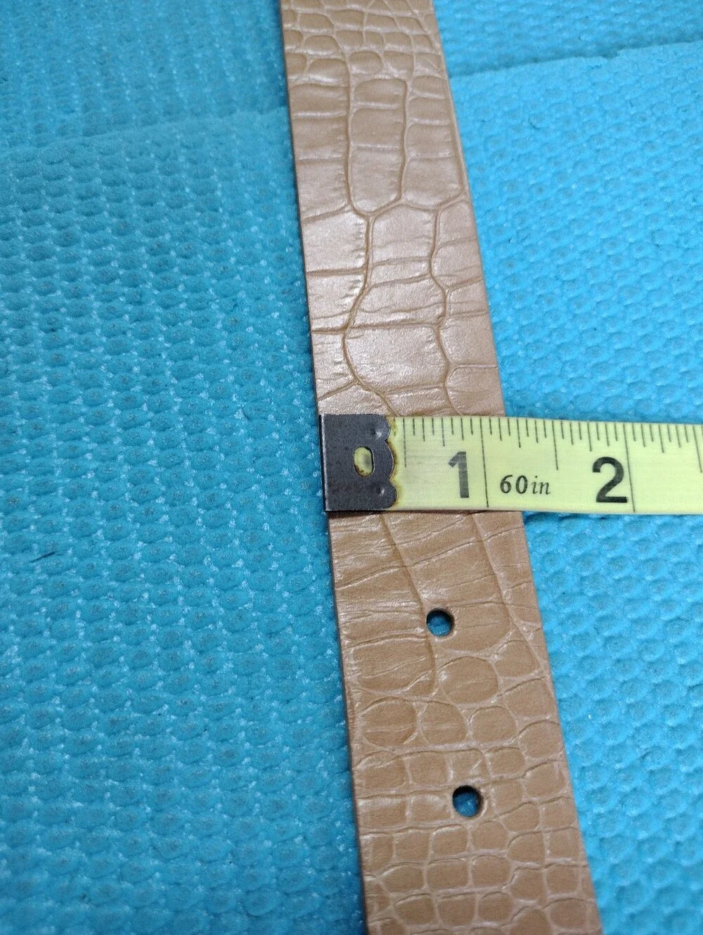 MICHAEL Michael Kors Women's Croc-Embossed Tan Leather Belt Silver Buckle Size M